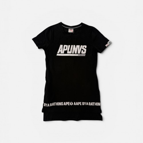 AAPE BY A BATHING APE BLACK T-SHIRT DRESS M